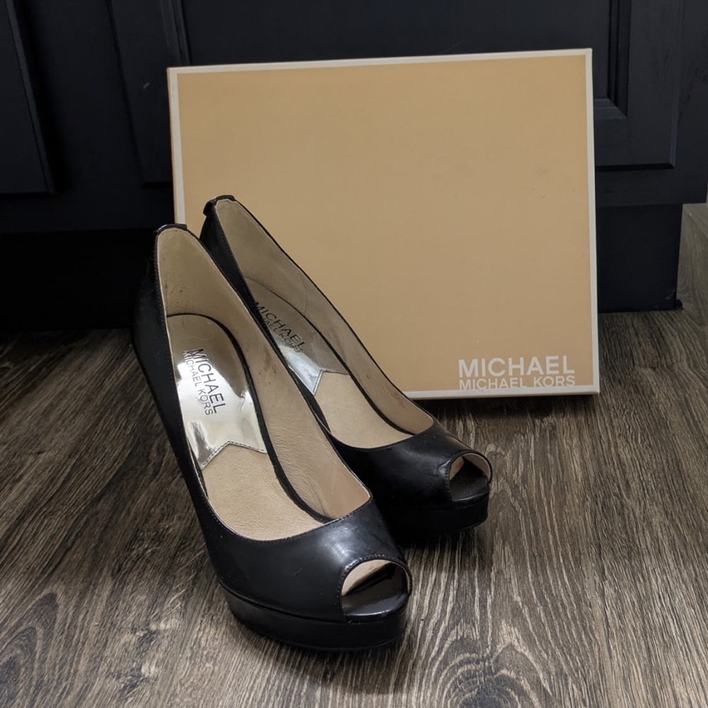 Michael Kors Classic Black Peep Toe Heels